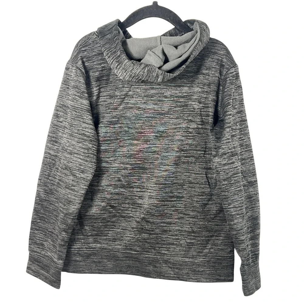 Nike Kids Gray and Neon Green Swoosh Hooded Sweatshirt Sporty Comfortable Boys 6
